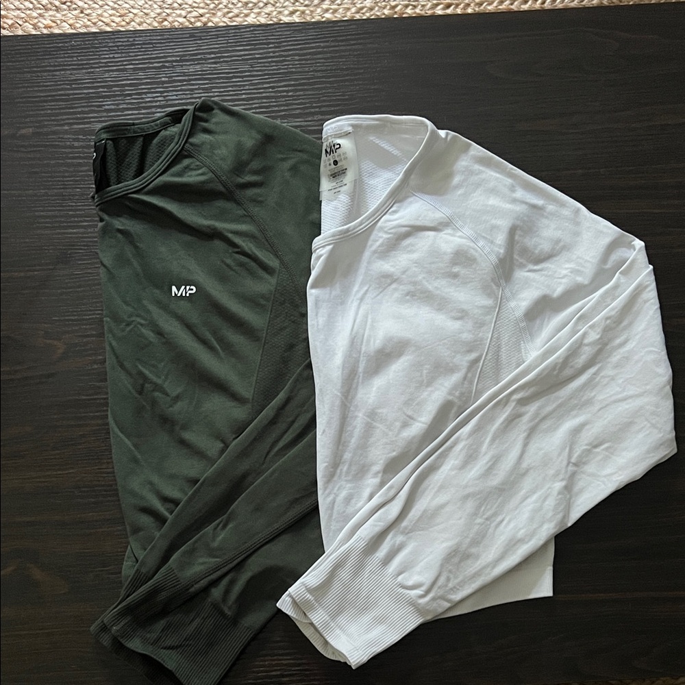 MP Green and White Long Sleeve Active Wear Tops